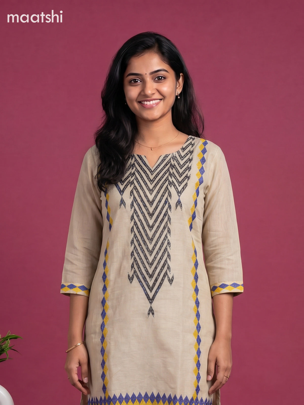 Beige Linen Cotton Kantha Stitch Work Short Co-Ord Set
