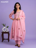 Pink Cotton Embroidery Work Anarkali Suit