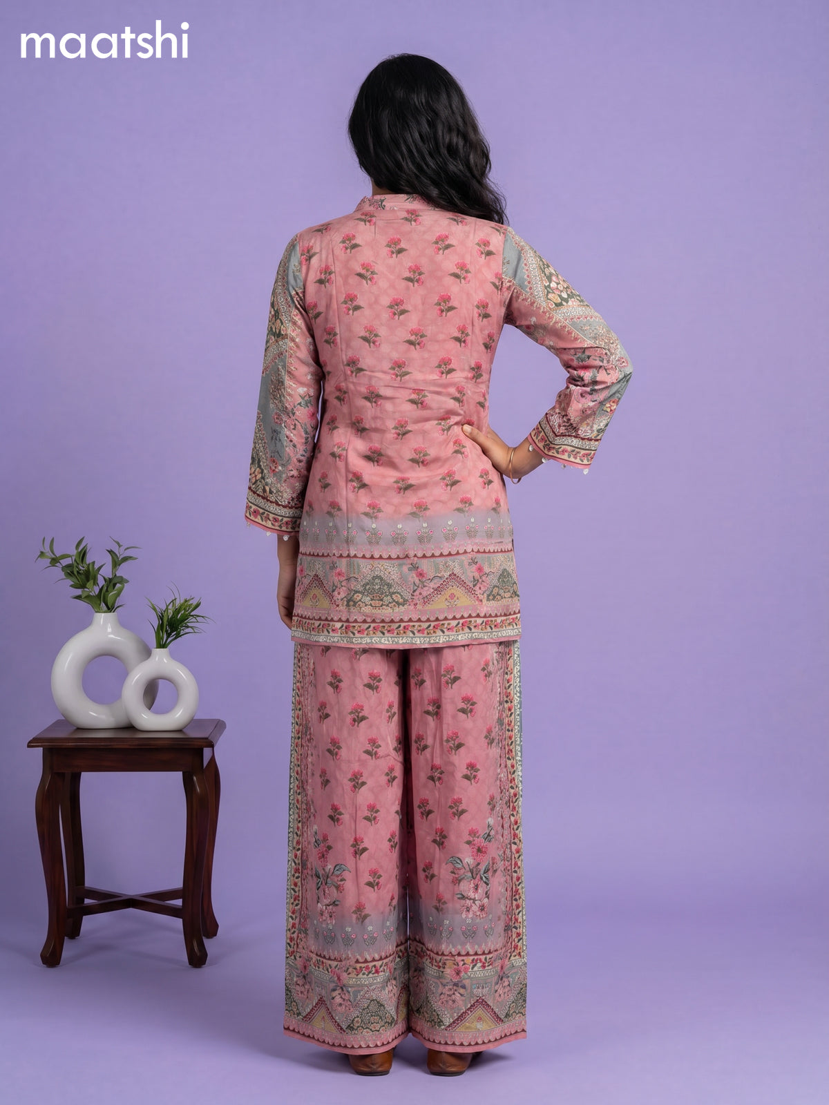 Pink Crepe Silk Floral Printed Short Co-Ord Set