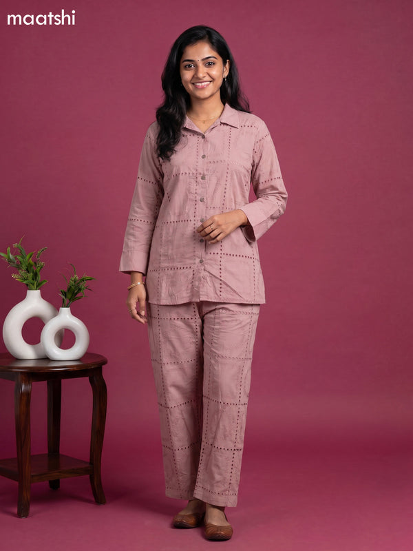Peach Cotton Hakoba Work Short Co-Ord Set