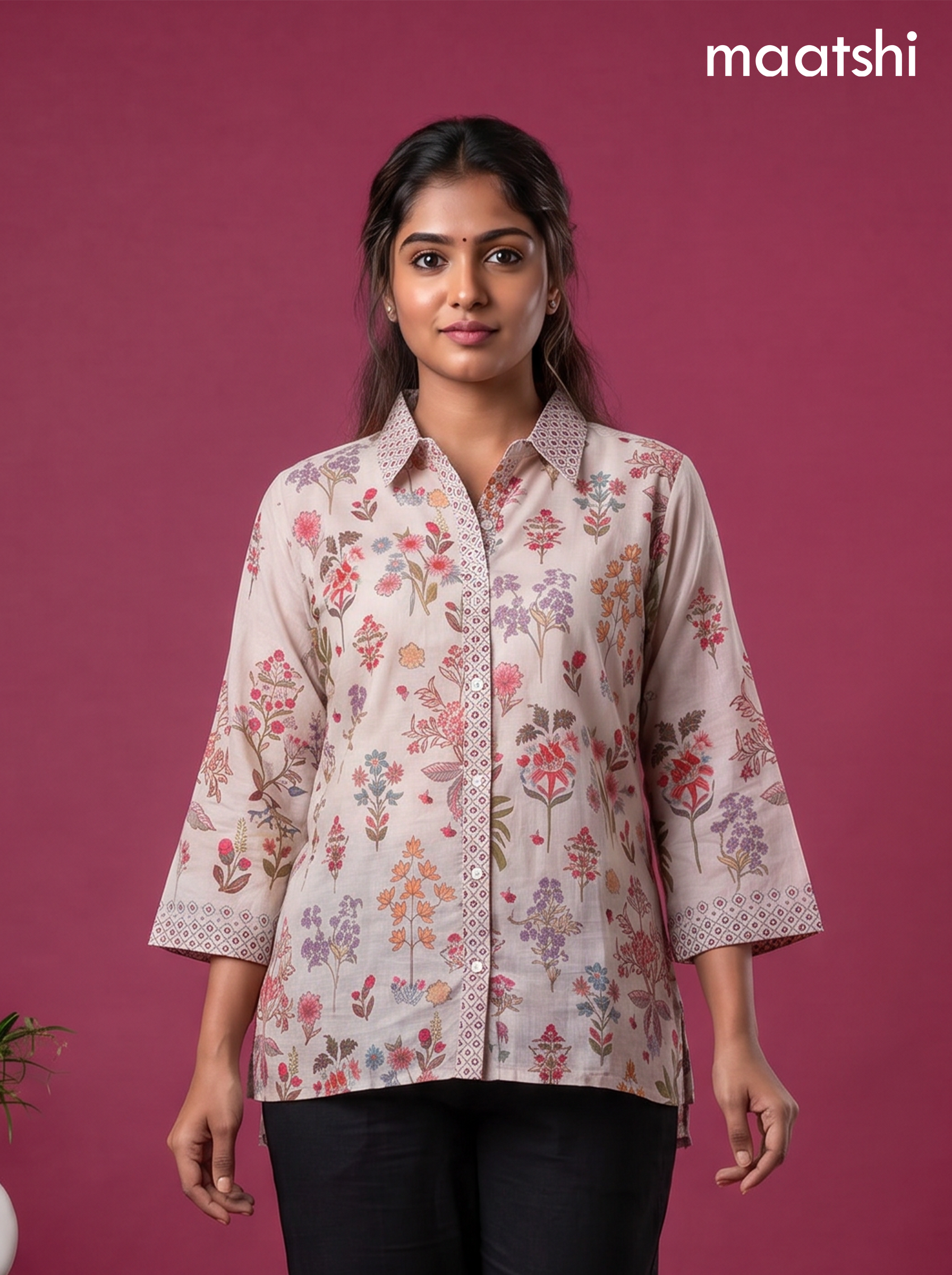 Brown Crepe Silk Ajrakh Printed Women Shirt