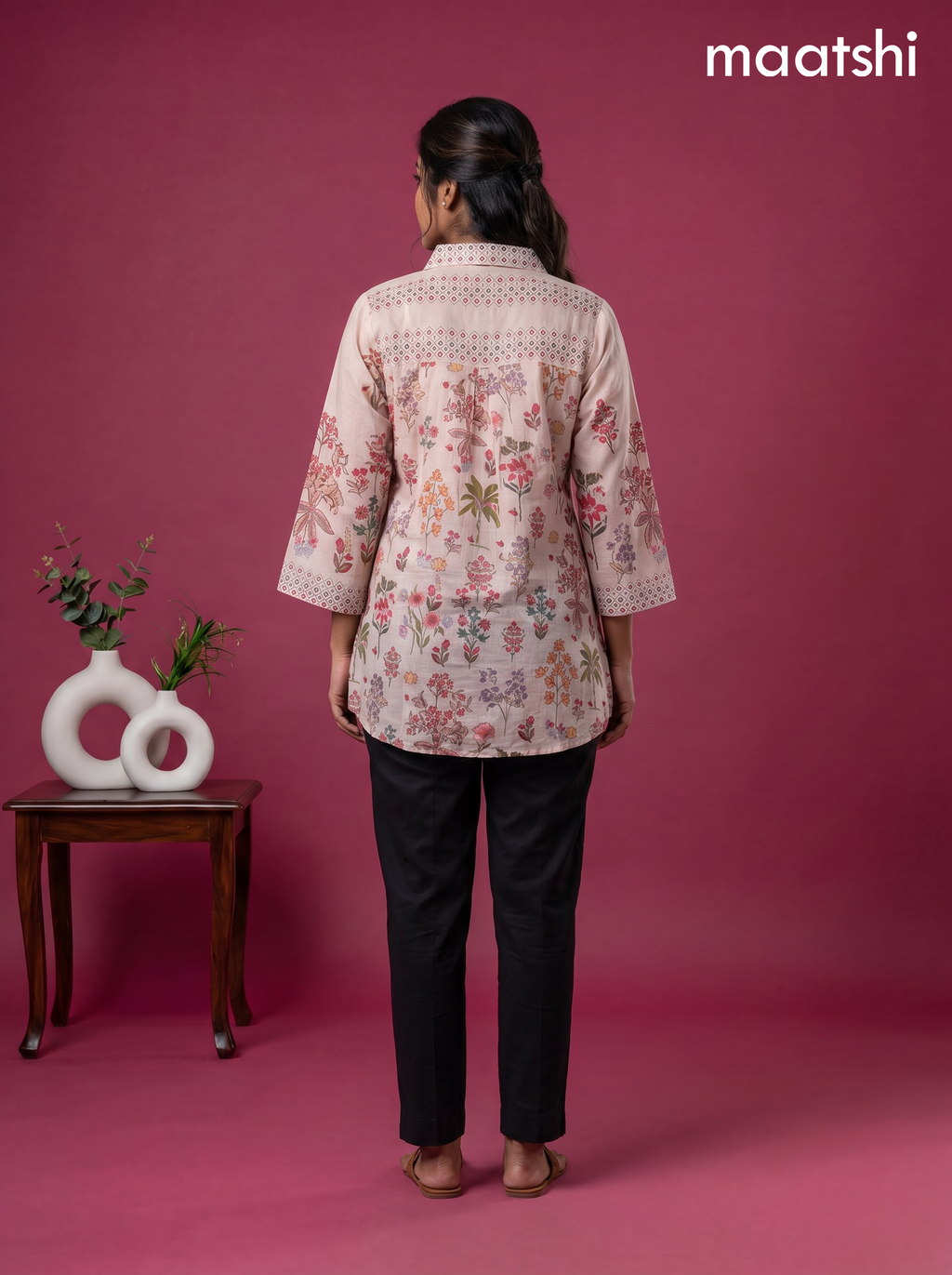 Brown Crepe Silk Ajrakh Printed Women Shirt