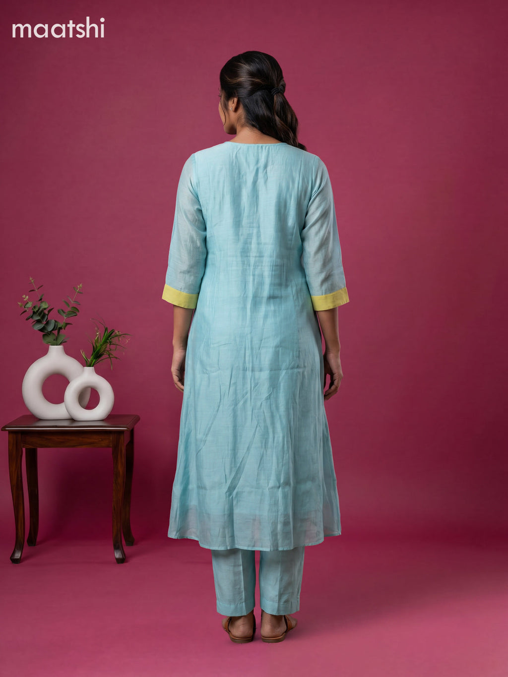 Teal Blue and Green Mul Chanderi Embroidery Work Anarkali Suit