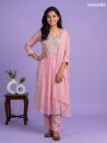 Baby Pink Mul Chanderi Embroidery Work Anarkali Suit
