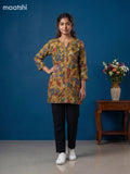 Mustard Yellow Muslin Kalamkari Printed Women Shirt