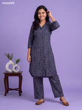 Navy Blue Cotton Bandhai Printed Long Co-Ord Set