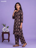 Black Cotton Ajrakh Printed Long Co-Ord Set