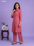 Reddish Pink Cotton Bandhai Printed Long Co-Ord Set