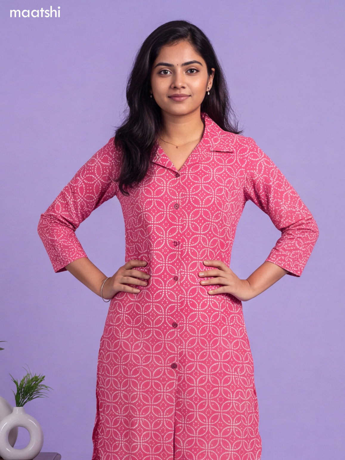 Pink Cotton Bandhai Printed Long Co-Ord Set