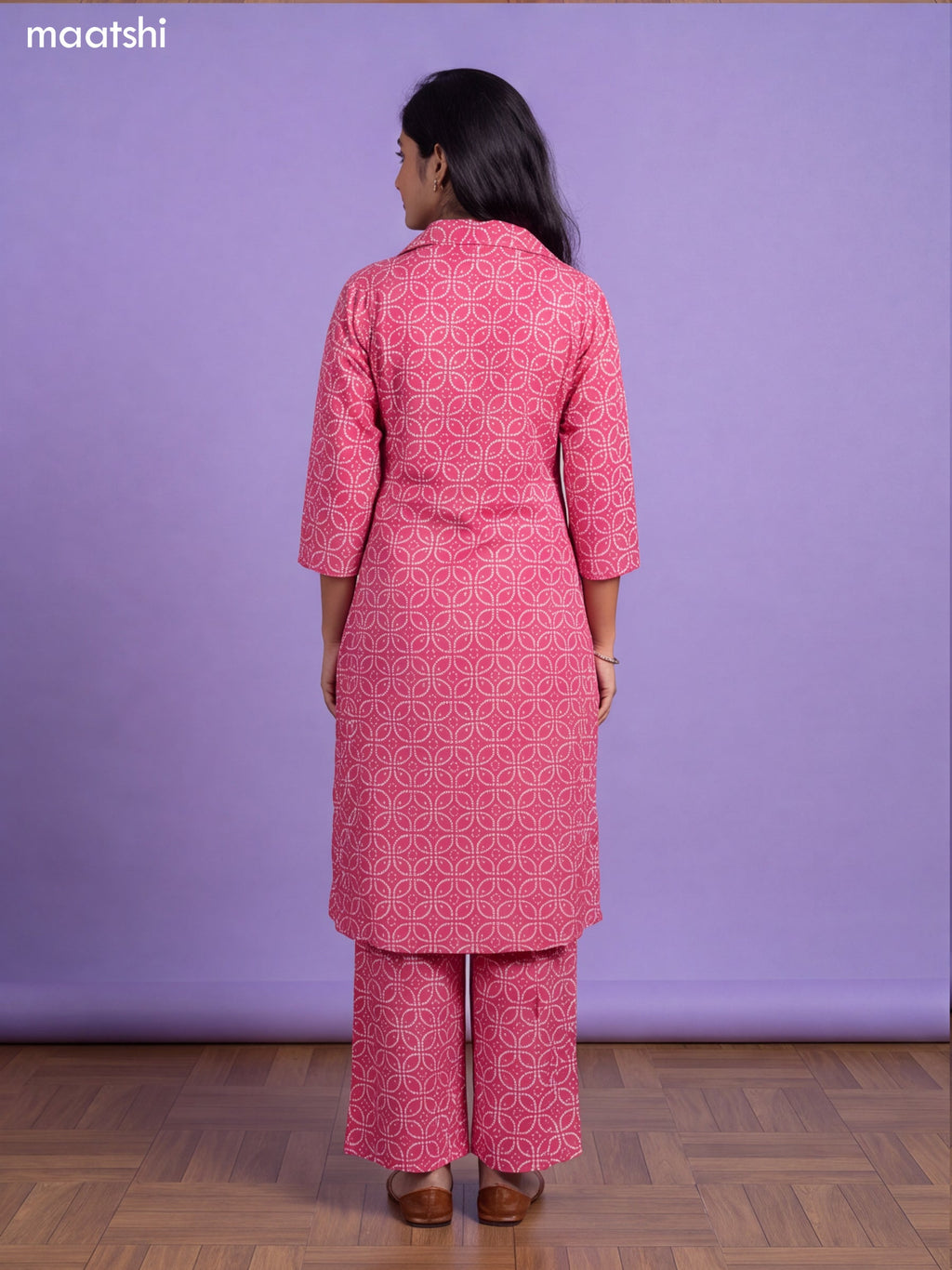 Pink Cotton Bandhai Printed Long Co-Ord Set