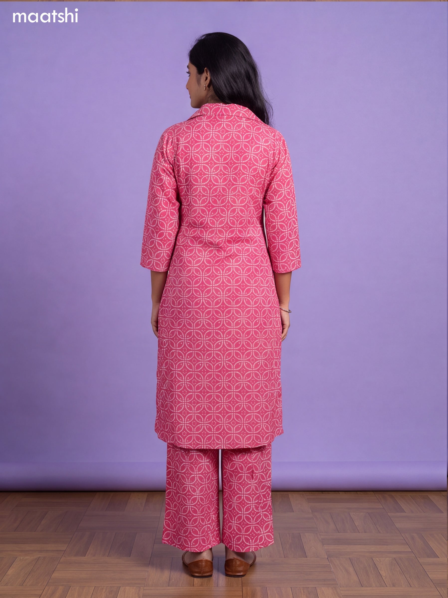 Pink Cotton Bandhai Printed Long Co-Ord Set