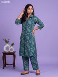 Green Cotton Printed Long Co-Ord Set