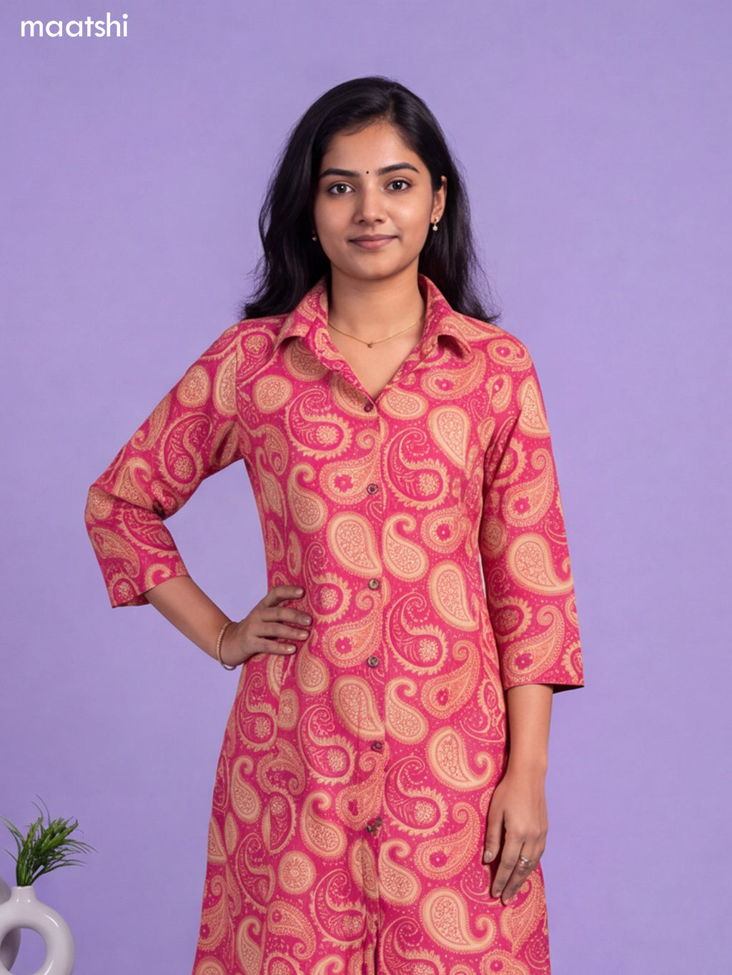 Pink Cotton With Allover Paisley Printed Long Co-Ord Set