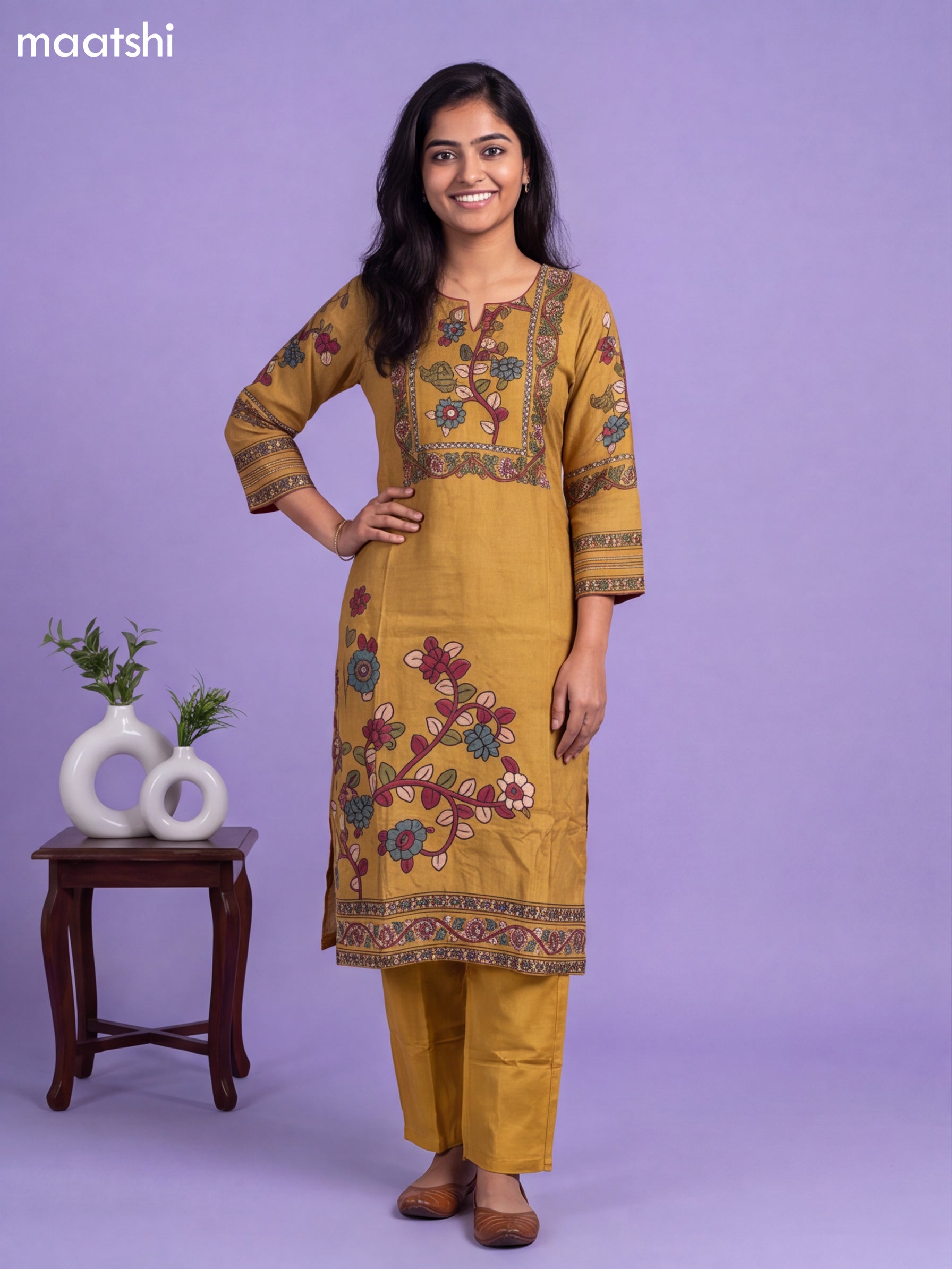 Mehandi Green Muslin Printed Straight Suit