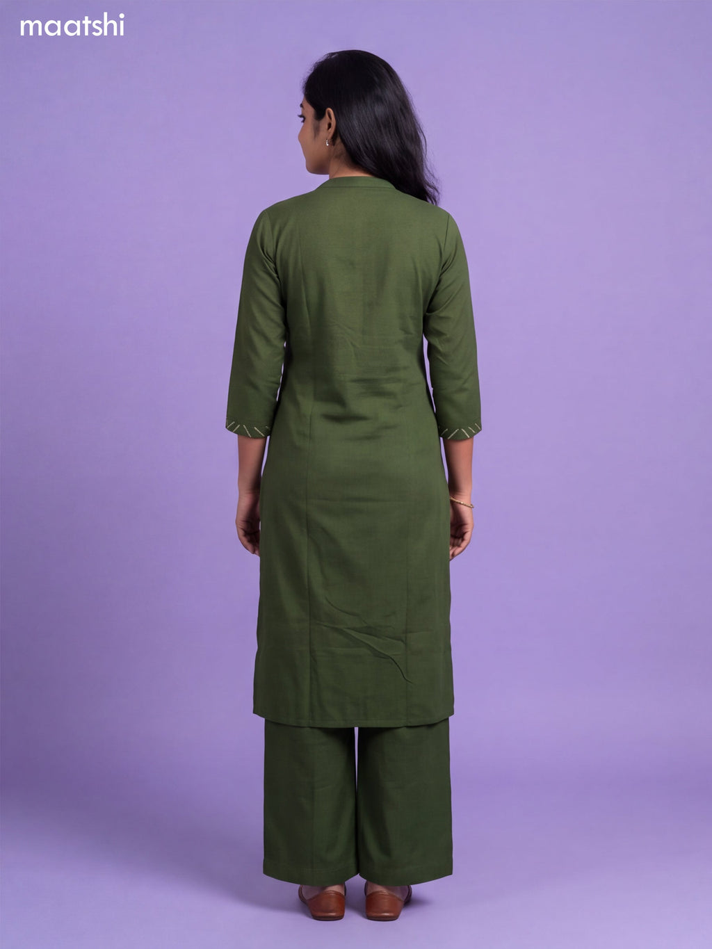 Sap Green Cotton Bandhani Printed & Simple Emroidery Work Straight Suit