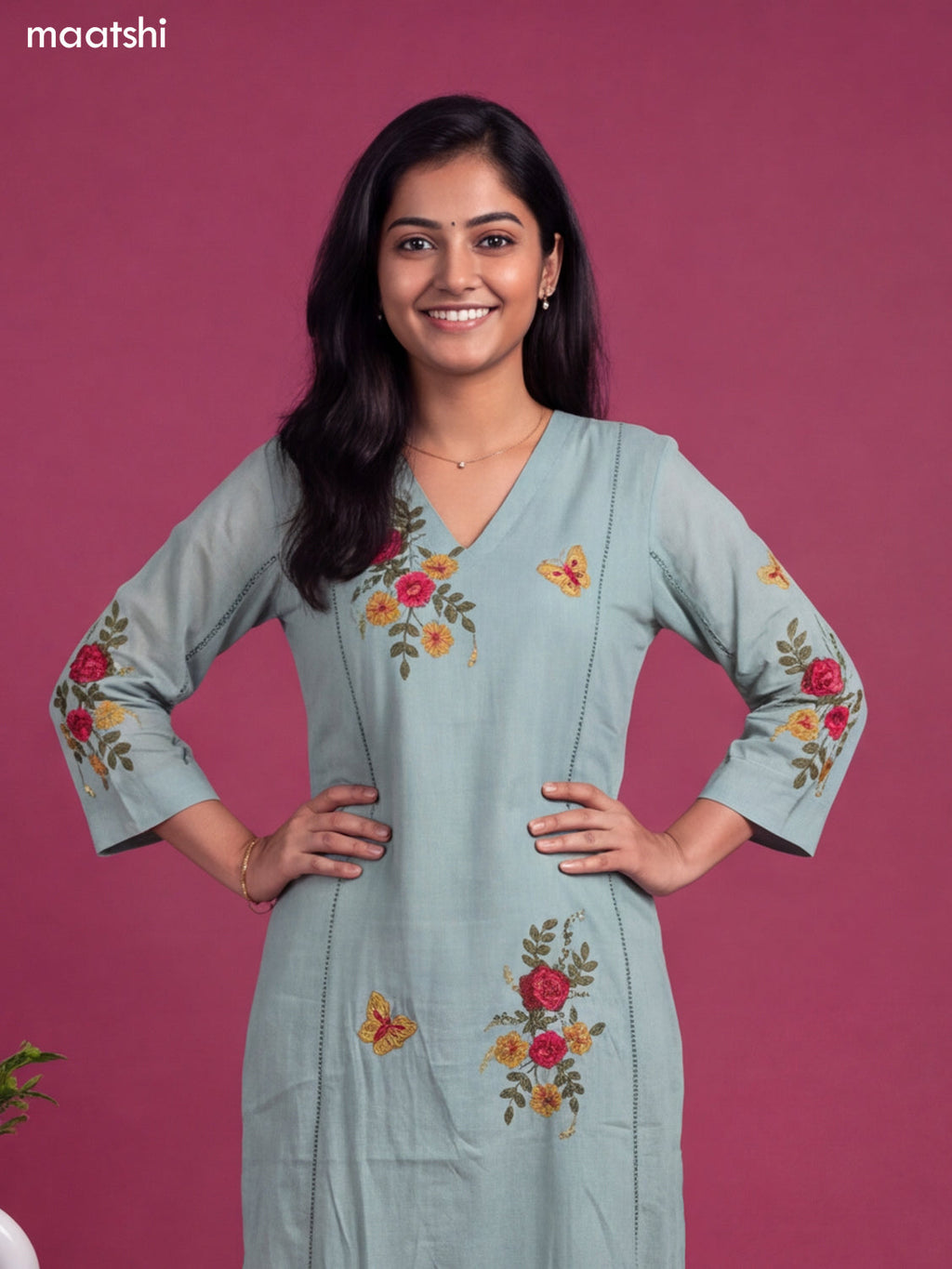 Pastel Green Cotton Simple Embroidery Work A-Line Suit