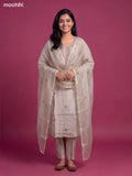 Beige Tissue Embroidery Work Straight Suit