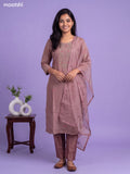 Pink Tissue Embroidery Work Straight Suit