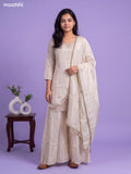 Cream Tissue Embroidery Work Short Straight Suit
