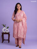 Pink Cotton Printed Straight Suit