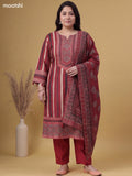 Maroon Muslin Printed & Embroidery Work Salwar Suit