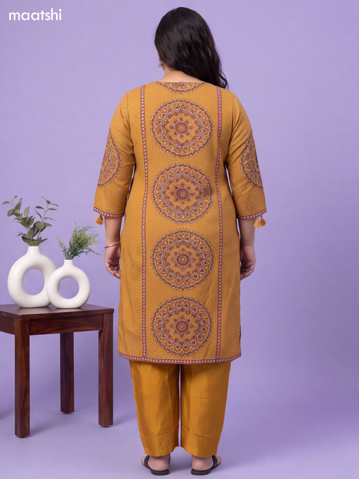 Mustard Yellow Muslin Printed & Embroidery Work Salwar Suit