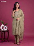 Green Chanderi Embroidery Work Salwar Suit