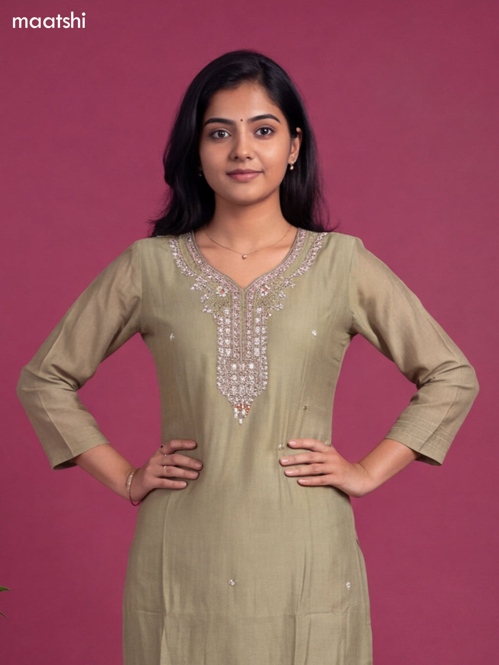 Green Chanderi Embroidery Work Salwar Suit