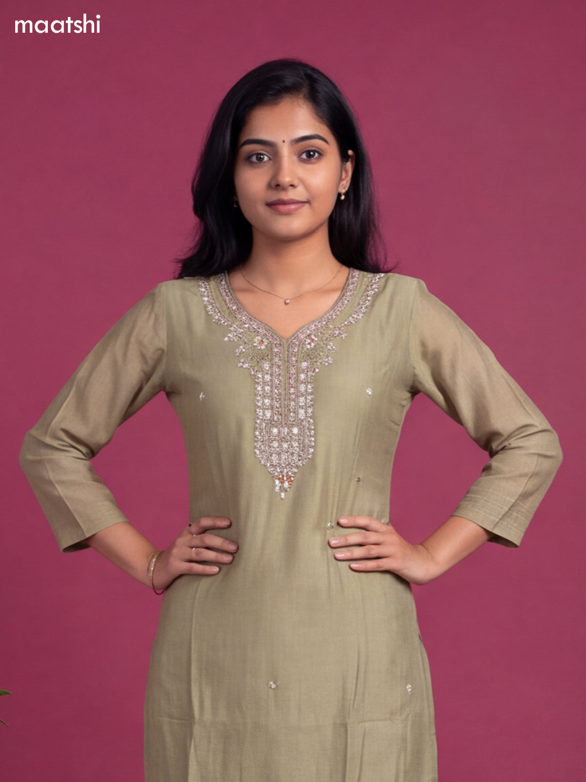 Green Chanderi Embroidery Work Salwar Suit