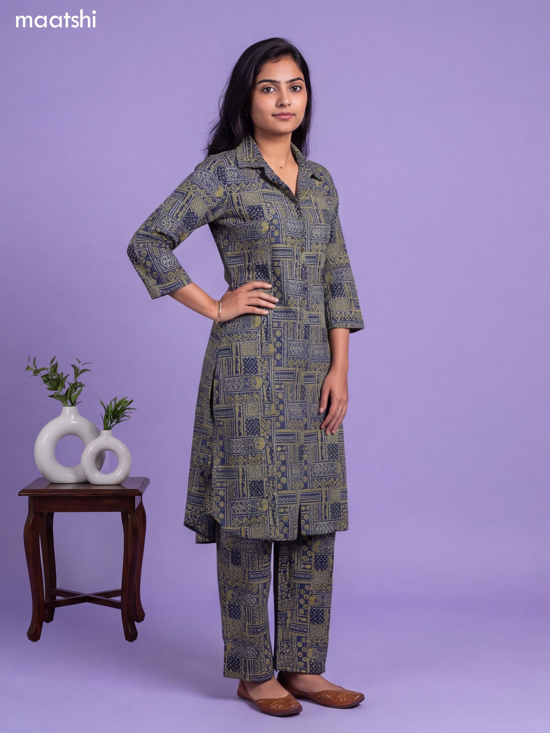 Blue Cotton Printed Co-Ord Set