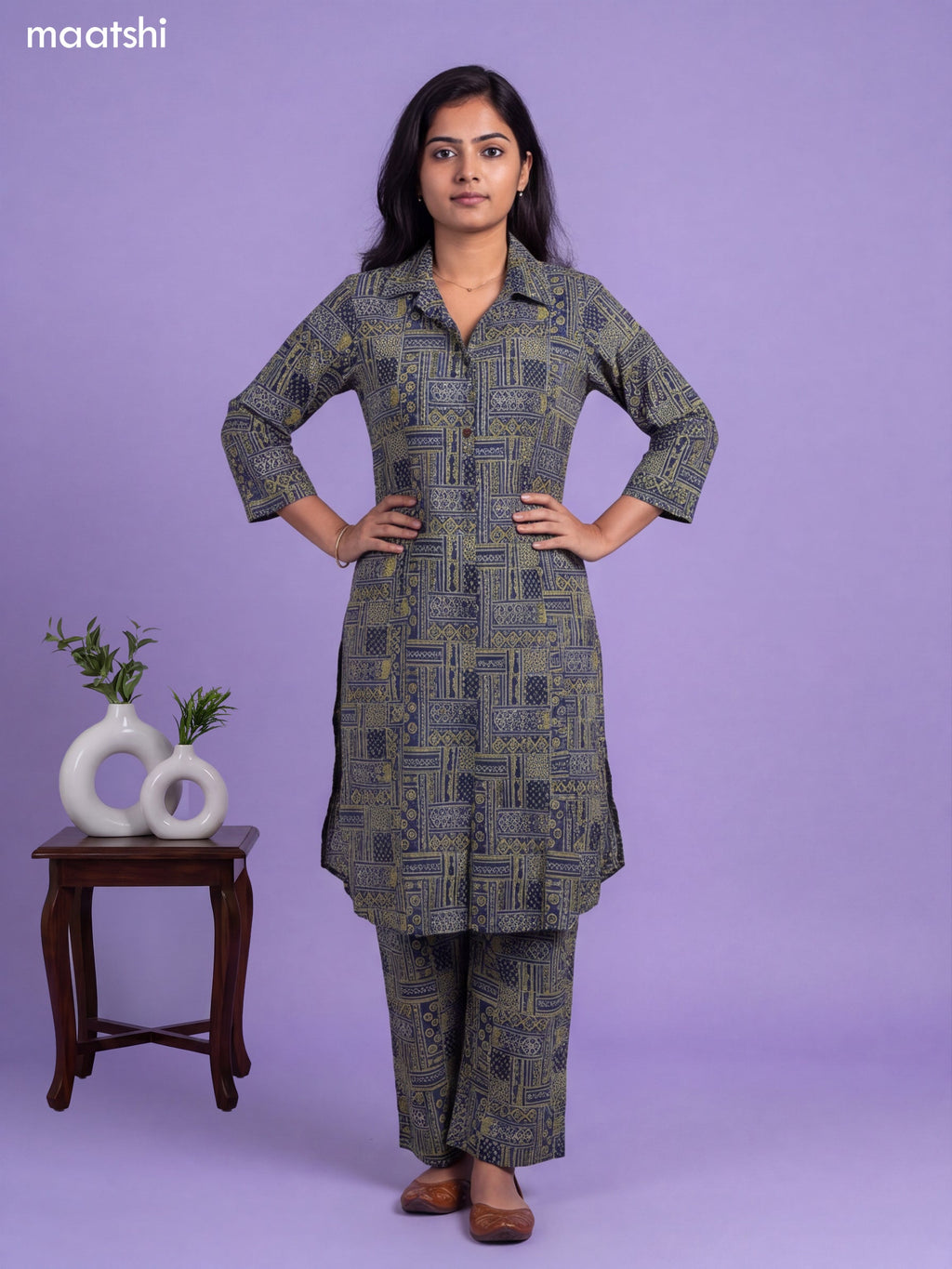 Blue Cotton Printed Co-Ord Set