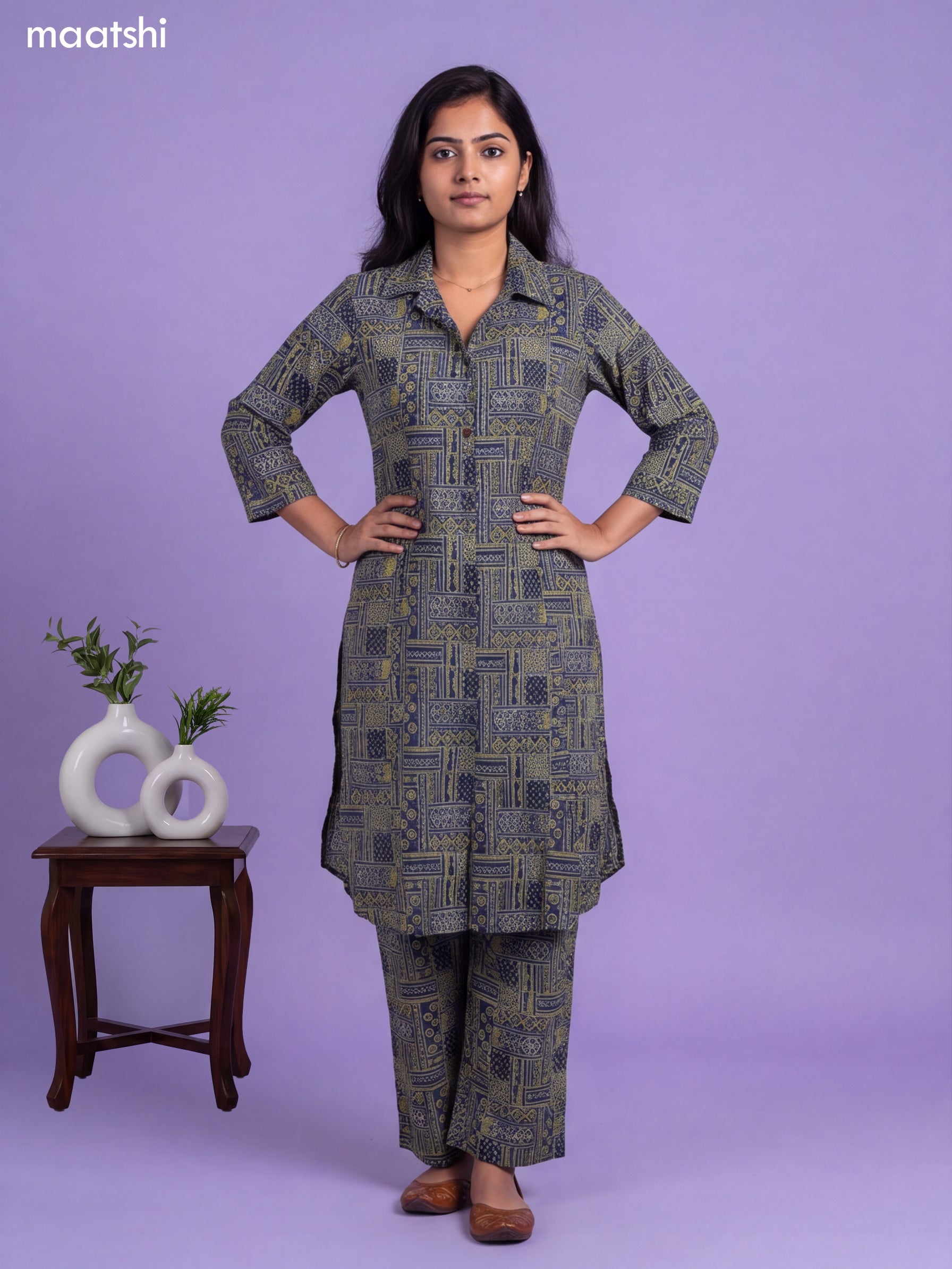 Blue Cotton Printed Co-Ord Set