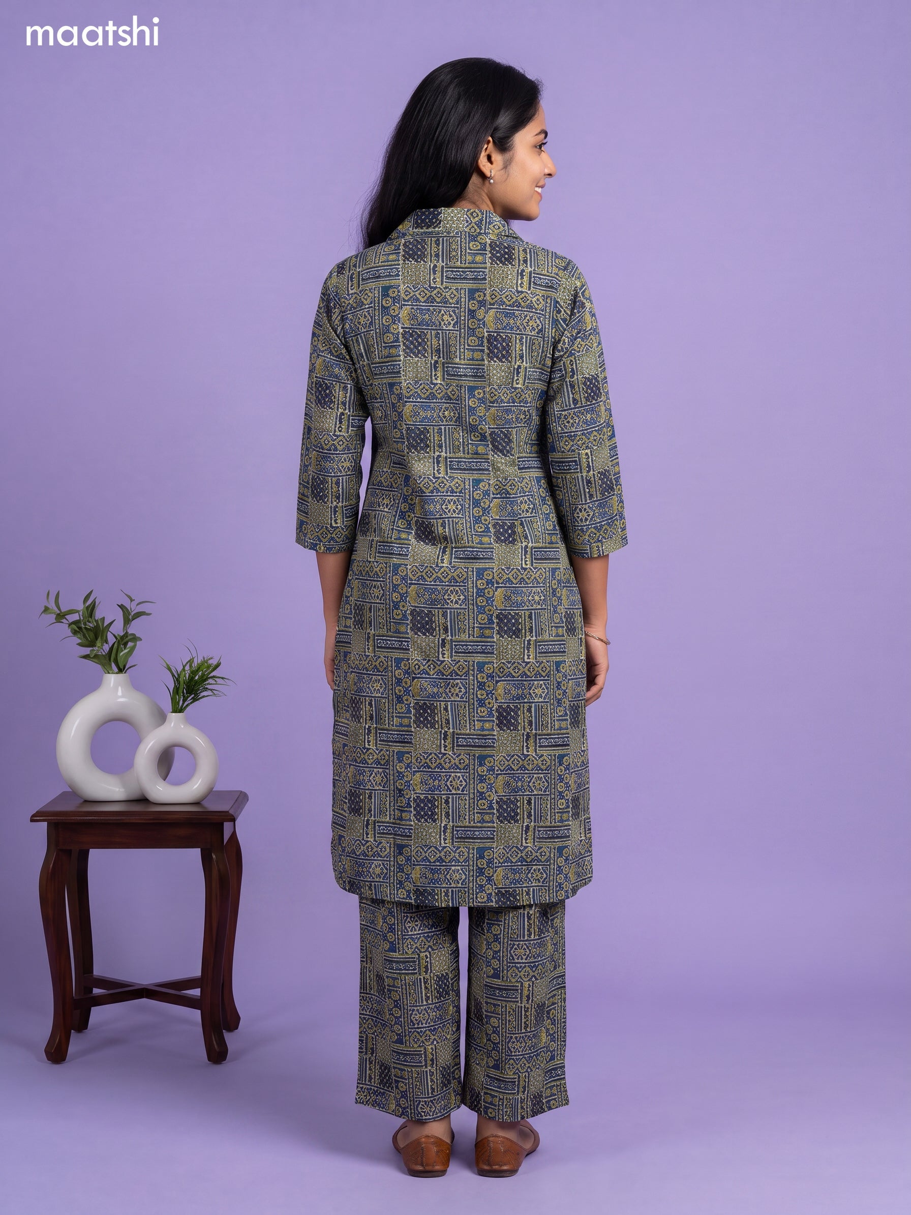 Blue Cotton Printed Co-Ord Set