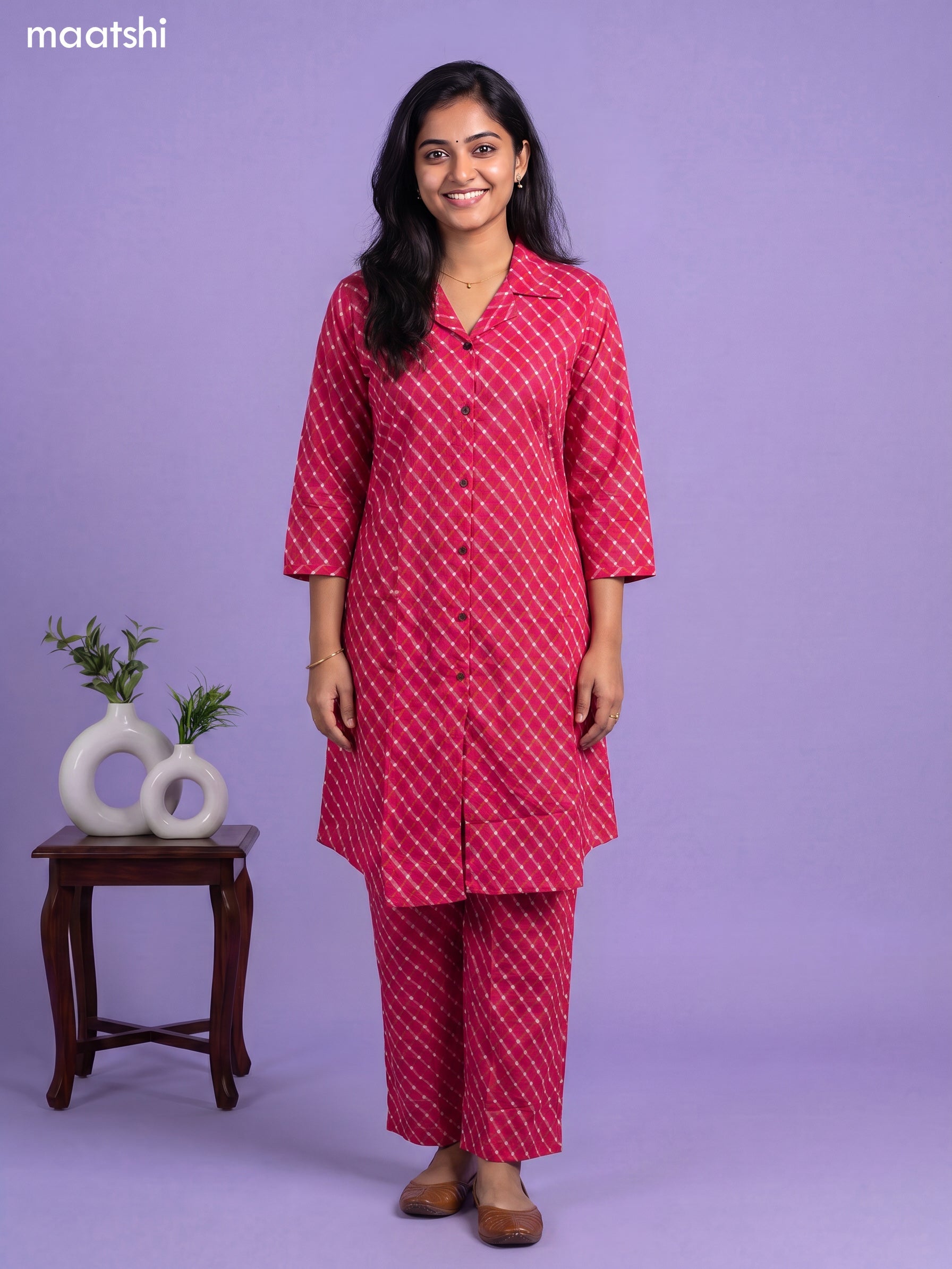 Pink Cotton Printed Co-Ord Set