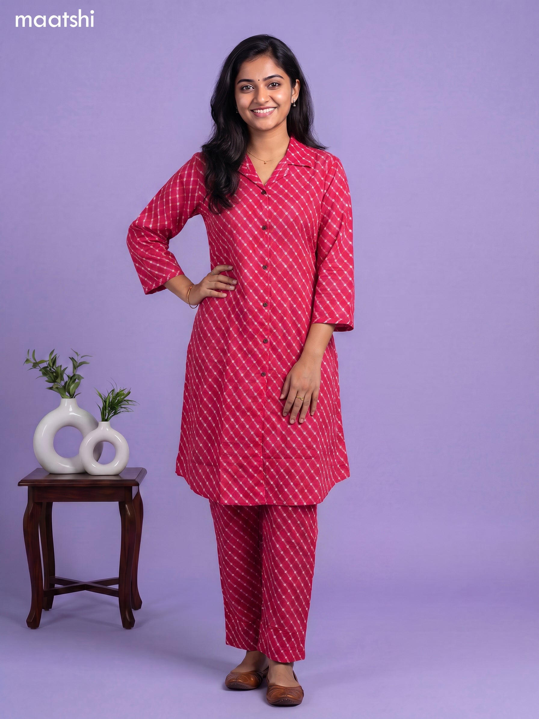 Pink Cotton Printed Co-Ord Set