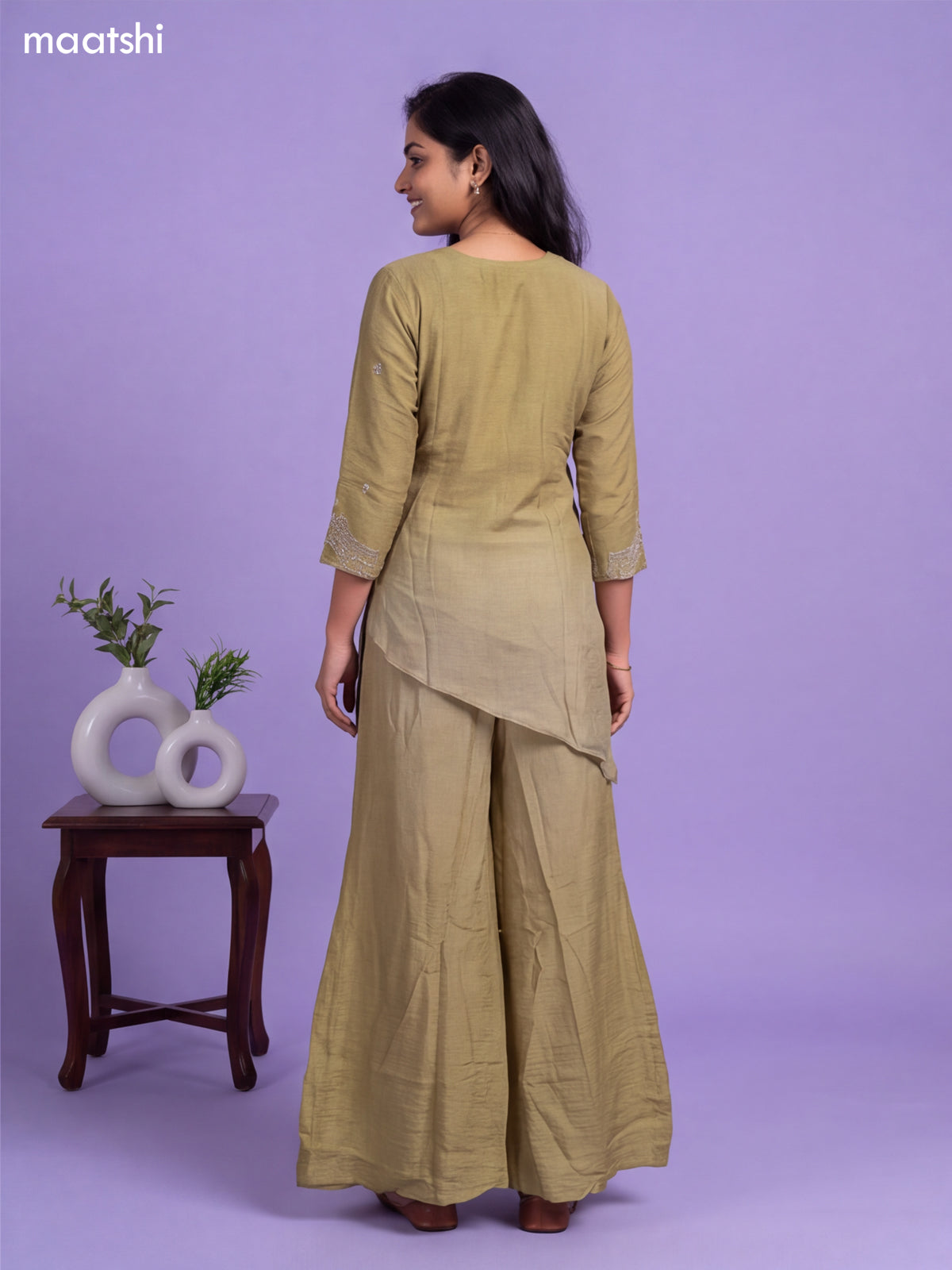 Green Tissue Embroidery Work Salwar Suits