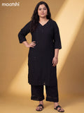 Black Cotton Embroidery Work Kurti & Bottom Set