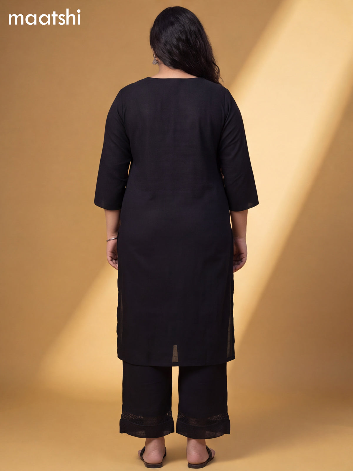 Black Cotton Embroidery Work Kurti & Bottom Set