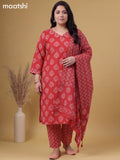 Rustic Maroon Cotton Printed Straight Suit