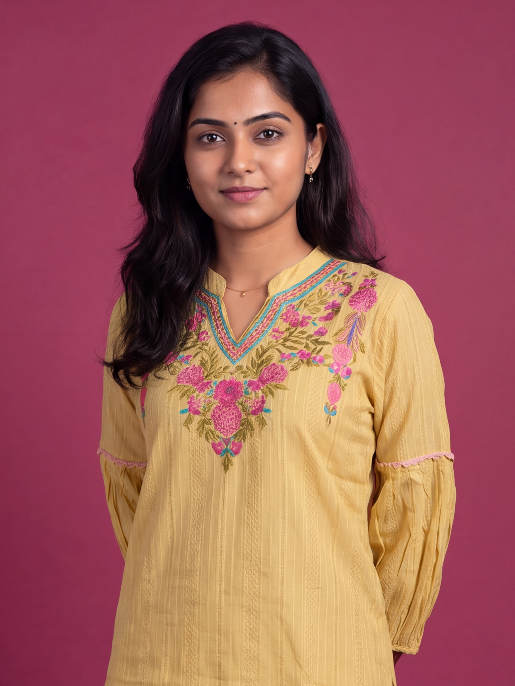 Yellow Cotton Embroidery Work Short Co-Ord Set