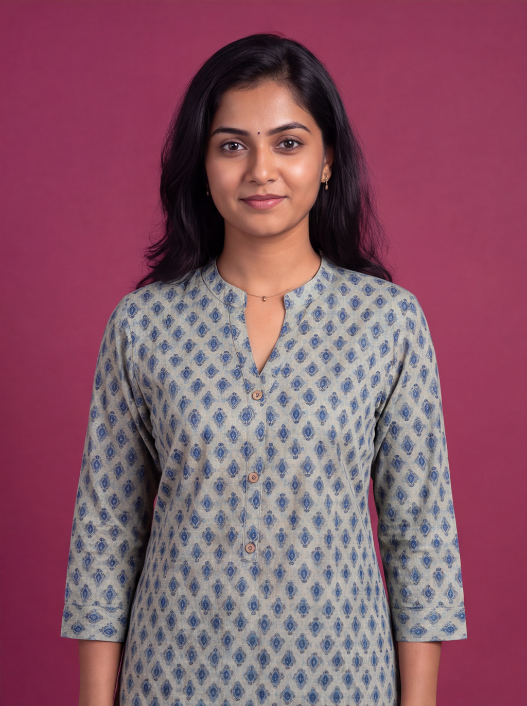 Pastel Green Cotton Printed Straight Kurti