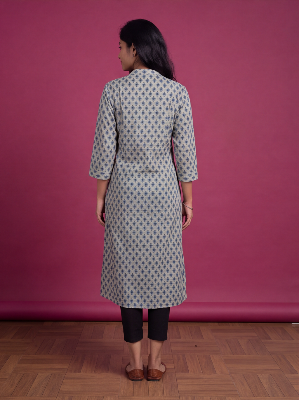 Pastel Green Cotton Printed Straight Kurti
