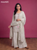 Grey Art Silk With Embroidery Work Straight Suit