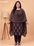 Black Cotton Printed & Embroidery Work Salwar Suit