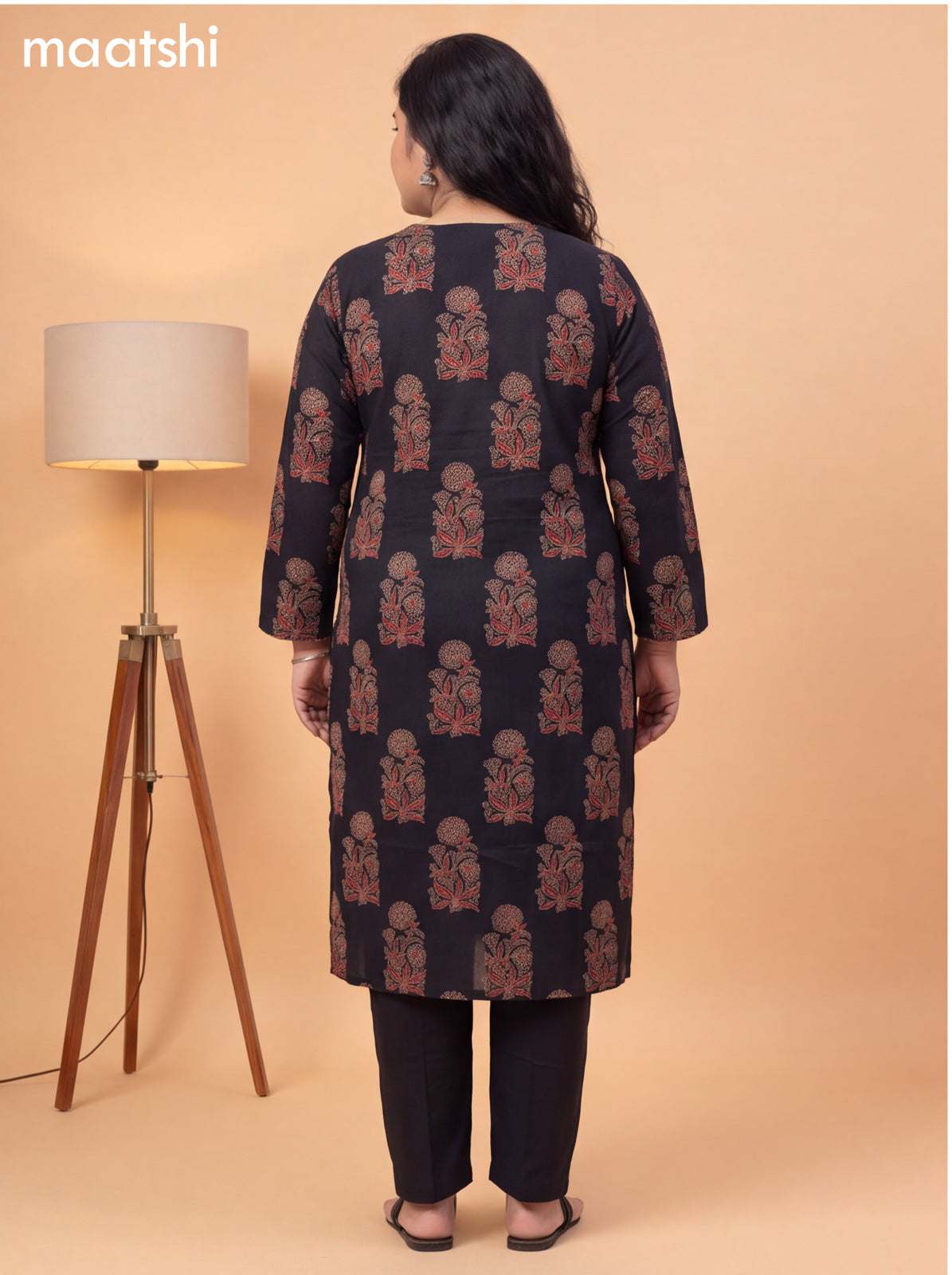 Black Cotton Printed & Embroidery Work Salwar Suit