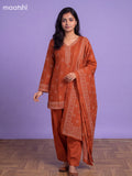Rustic Orange Cotton Printed Straight Suit