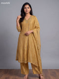 Gold Tissue Embroidery Work Anarkali Suit