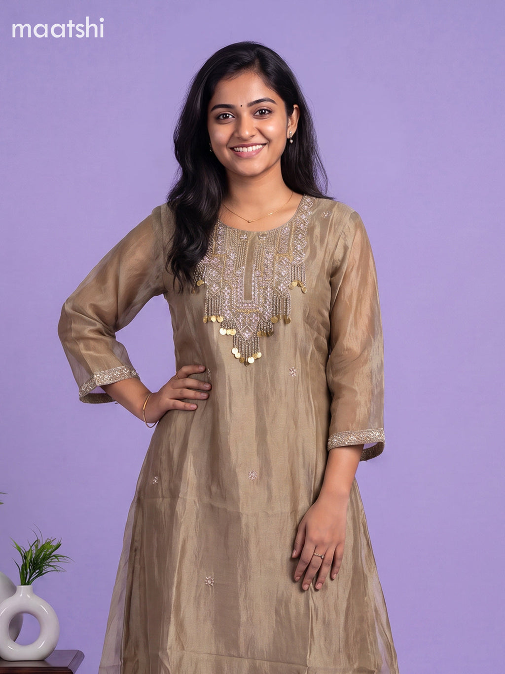 Pastel Green Tissue Embroidery Work Anarkali Suit