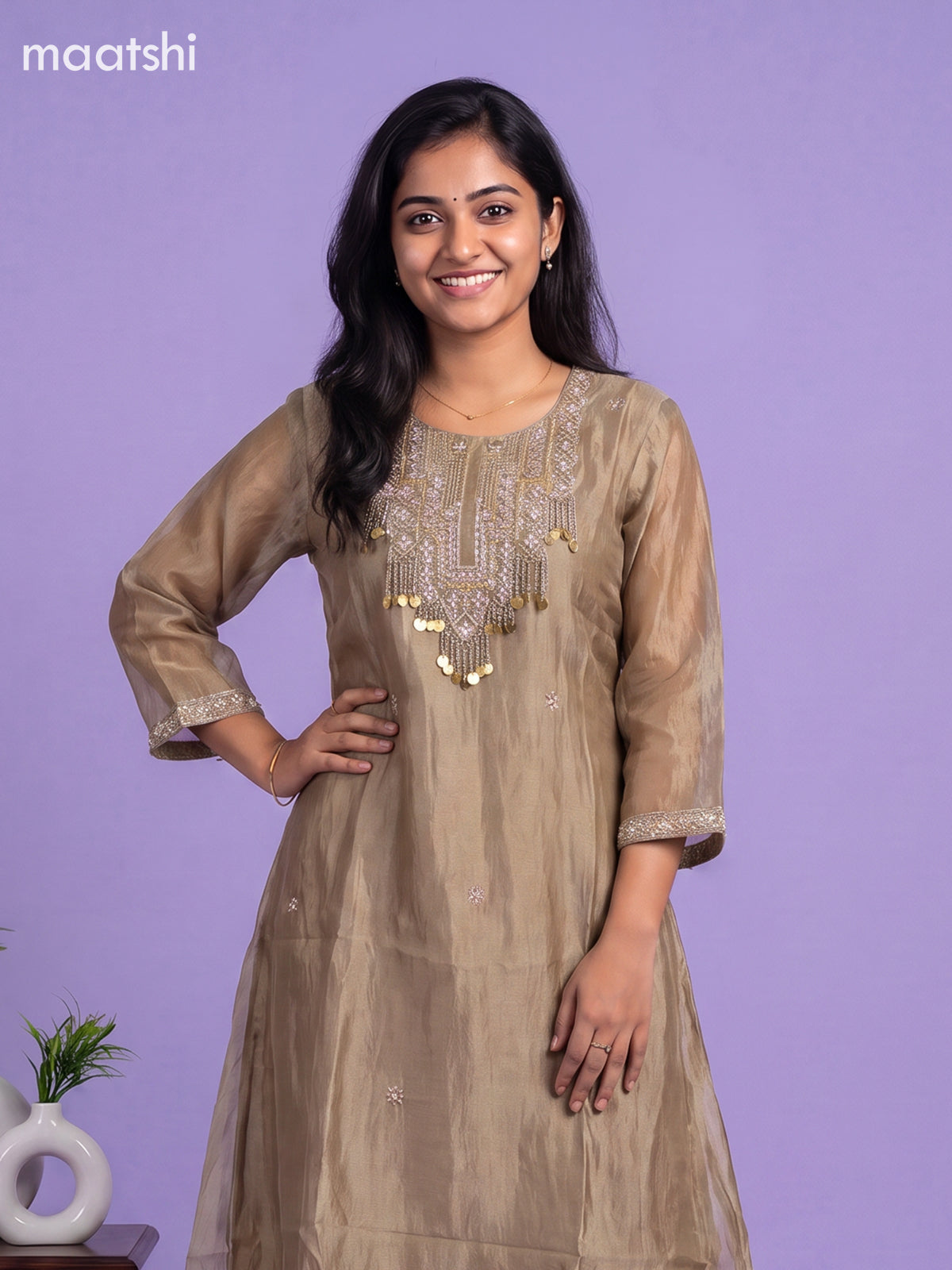 Pastel Green Tissue Embroidery Work Anarkali Suit