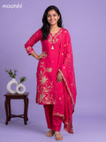Dark Pink Art Silk Embroidery Work Straight Suit